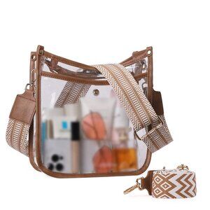 Clear Stadium Crossbody Bag Adjustable Strap Vegan Leather Purse